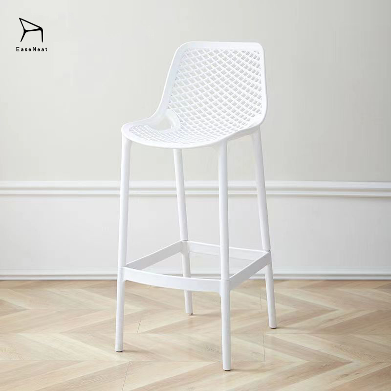 Plastic Bar Chairs,Tall Plastic Stool,Plastic High Stool EaseNeat Modern Plastic Bar Chairs Made in China Waterproof Durable Hollow Back Outdoor Coffee Shop Garden Restaurant Furniture