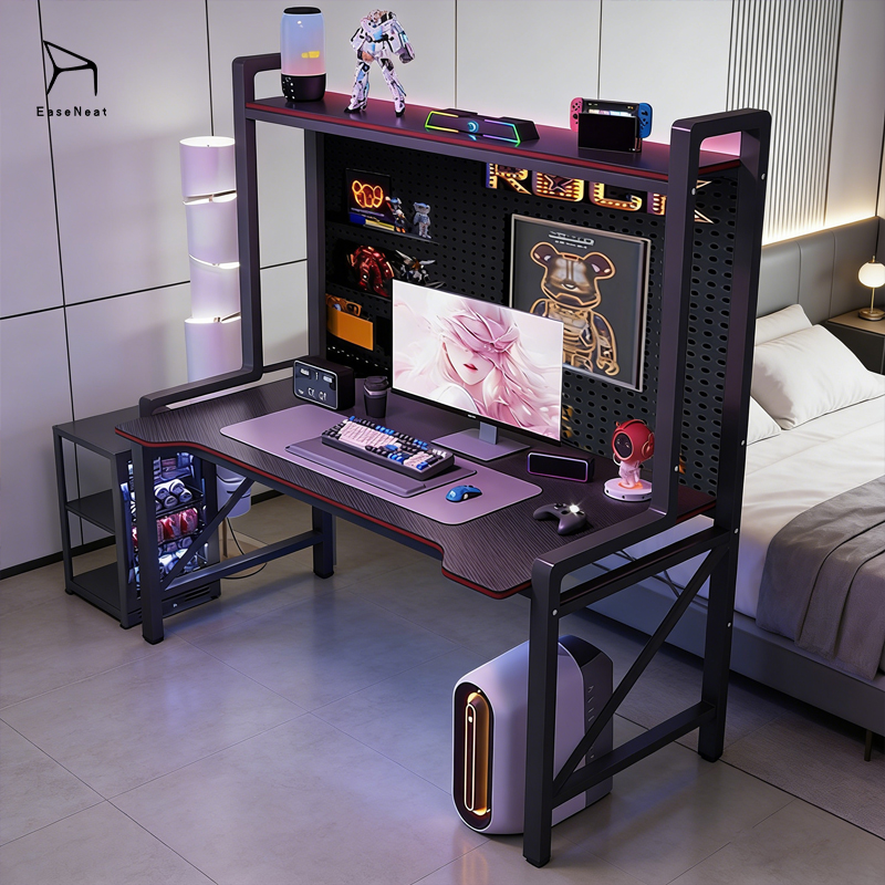 Gaming Table,Modern Game Table,Family Game Table Wholesale Carbon Fiber Desktop with Z Shaped Legs and Multi Layer Storage Racks Gaming Table