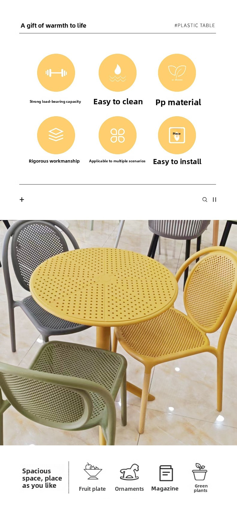 Plastic Table,Plastic Tables for Sale,Round Plastic Tables Wholesale Modern New Design Round Plastic Table Coffee Table Restaurant bar Garden Outdoor Activities Coffee Shop Durable Cheap