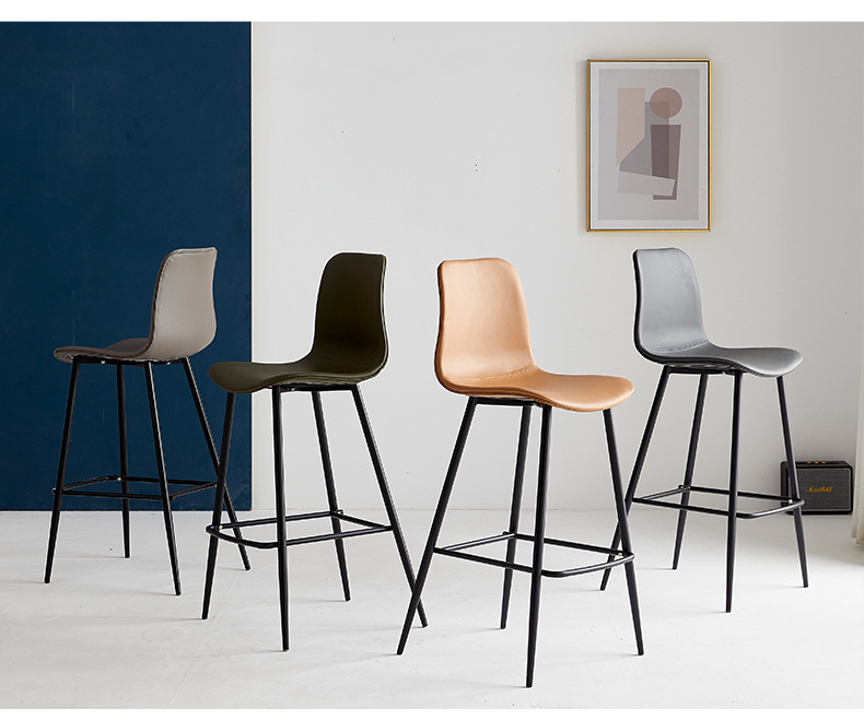 EaseNeat Luxury Modern Metal Bar Stool with Leather Counter High Bench/Chair for Dining Hotel Outdoor Home Bar Use,black counter stools / Plastic black counter stools / Minimalist Plastic black counter stools