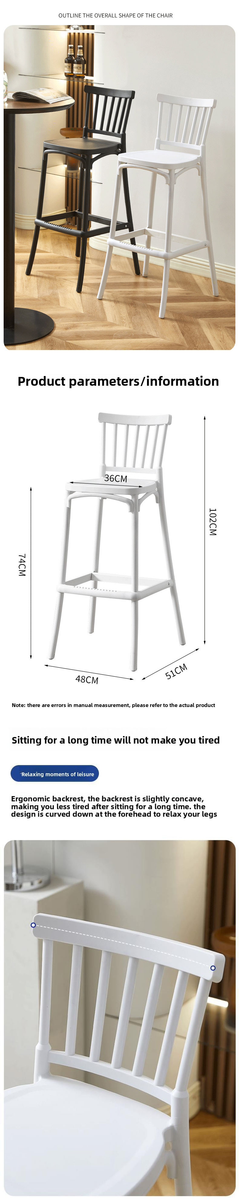 Plastic Bar Chairs,Plastic Counter Stools,Plastic Outdoor Bar Stools EaseNeat Low Priced Modern Plastic bar Chairs Stackable Black Cross Backed High Stools Counter for Dining Room Living Room Hotel