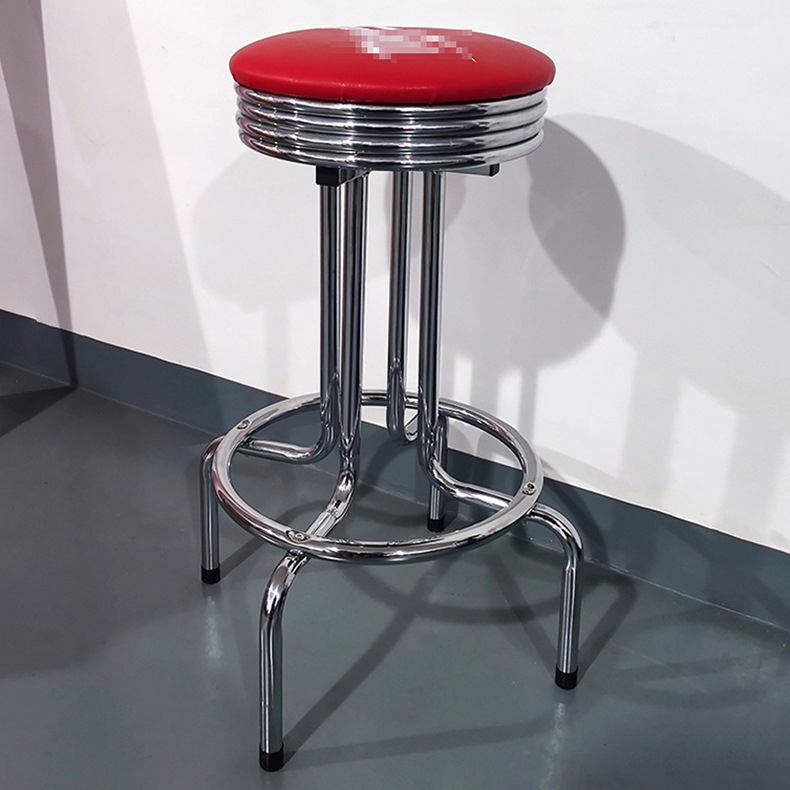 Bar Stools,Leather Counter Height Bar Stools,Custom Bar Stools Wholesale Custom Logo Bar Stools Metal Frame Swivel Dual Ring With Leather Seat for Commercial