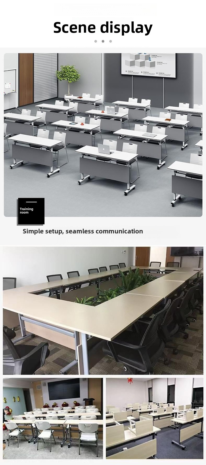 Office Table,White Conference Table,Buy Office Desk EaseNeat Modern Office Furniture Home Foldable Training Table Factory Manufacturing Conference Training Learning Desk with Wheel