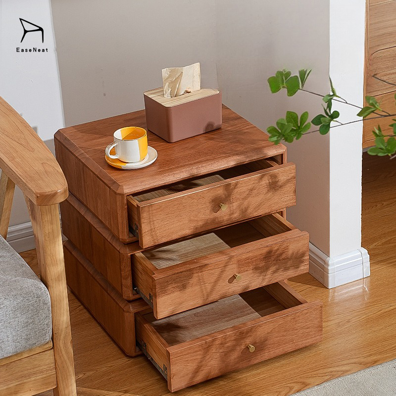 Nightstand,Wide Nightstand with Drawers,Small Wood Nightstand EaseNeat Wholesale Solid Wood Nightstand Cherry Wood Modern Nordic Design Low Price Original Factory Bedroom Drawers