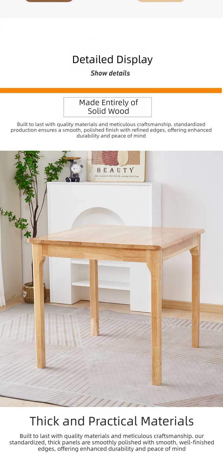 Dining Table,Tall Dining Table Set,Solid Wood Dining Table Set Wholesale Affordable Solid Wood Square Dining Table Set 4 Person for Office Cafe Use