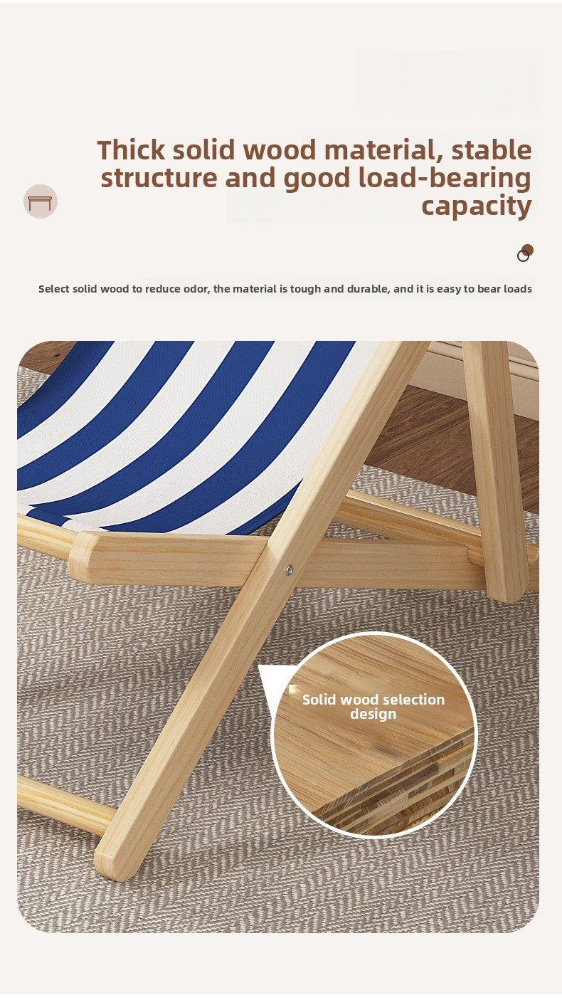 Beach Chairs,Best Backpack Beach Chairs,Most Comfortable Beach Chair Manufacturer High Grade Wooden Beach Chairs with Pillow Adjustable Height Folding Portable Canvas Balcony Chair Outdoor Lounge