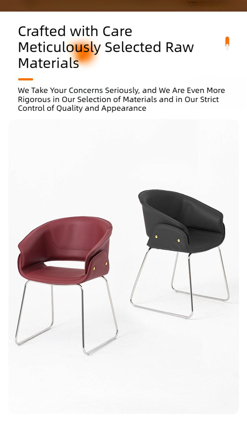 Leather Dining Chair,Red Leather Dining Chairs,Leather and Metal Dining Chairs Wholesale Italian Light Luxury Dining Chair With Curved Back and Metal Frame for Hotel