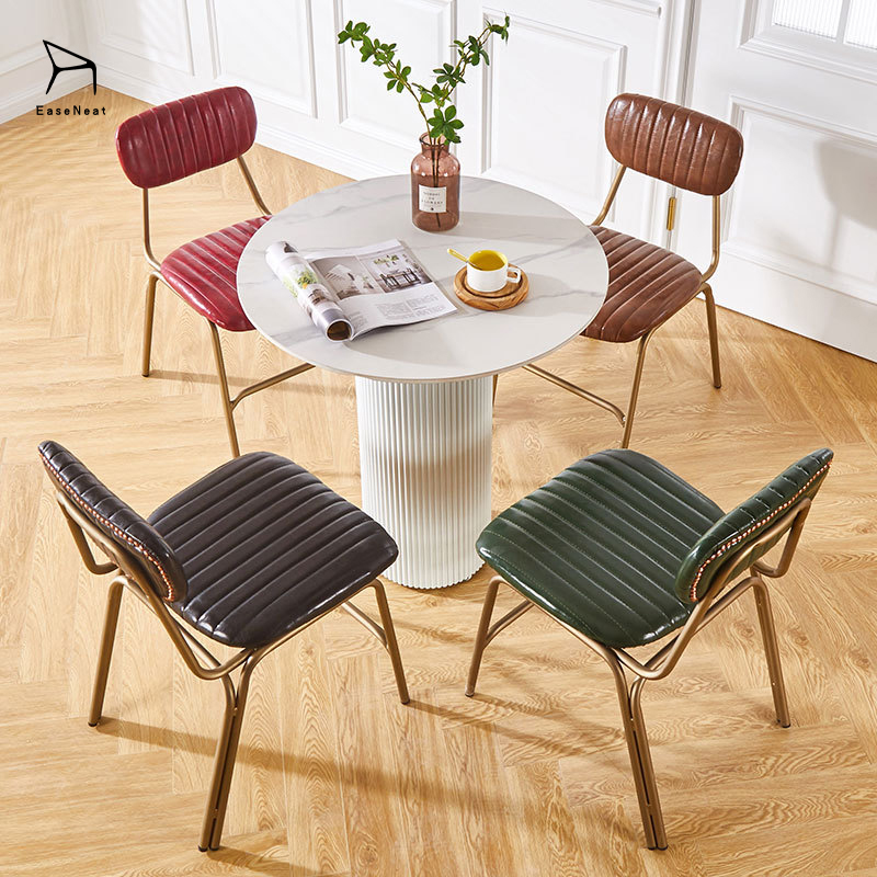 Leather Dining Chair,Grey Faux Leather Dining Chairs,Leather Restaurant Chairs Supplier Italian Minimalist Dining Chair With High Elastic Foam and Metal Frame for Office