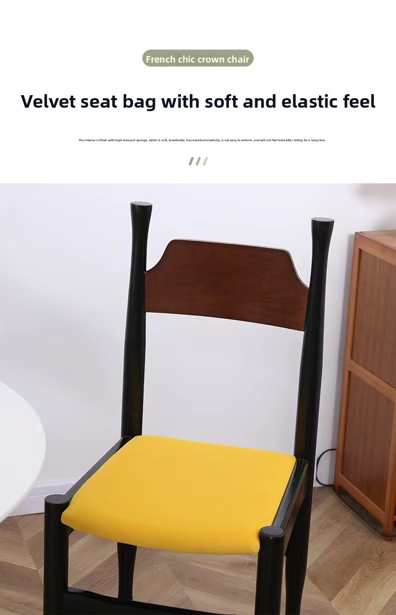 Solid Wood Dining Chair,Black Wood Kitchen Chairs,Light Wood Dining Set Supplier French Retro Style Solid Wood Soft Cushion Dining Chair for Home Office