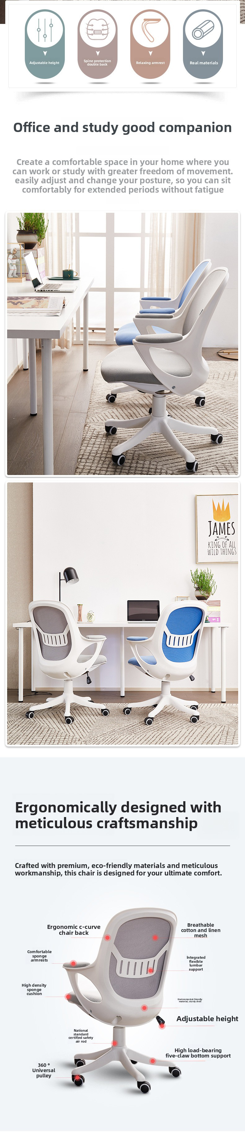 Office Chairs,Quality Office Chairs,Stylish Ergonomic Office Chair Wholesale Ergonomic Furniture Modern Multi-function Rotating Mesh Home Office Chairs Computer Chair Student Desk Chair