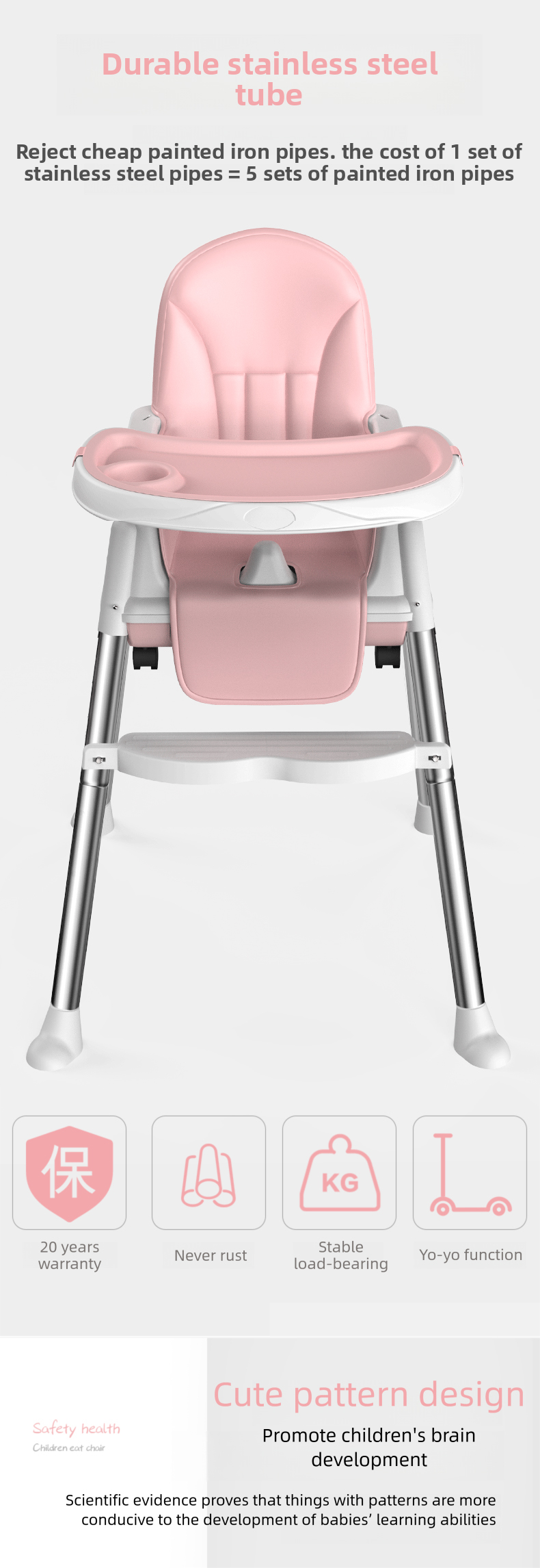 Baby Feeding Chair,White High Chair,Portable Feeding Chair Supplier 2025 Hot Selling Portable Plastic High Baby Feeding Chair Booster with Tray