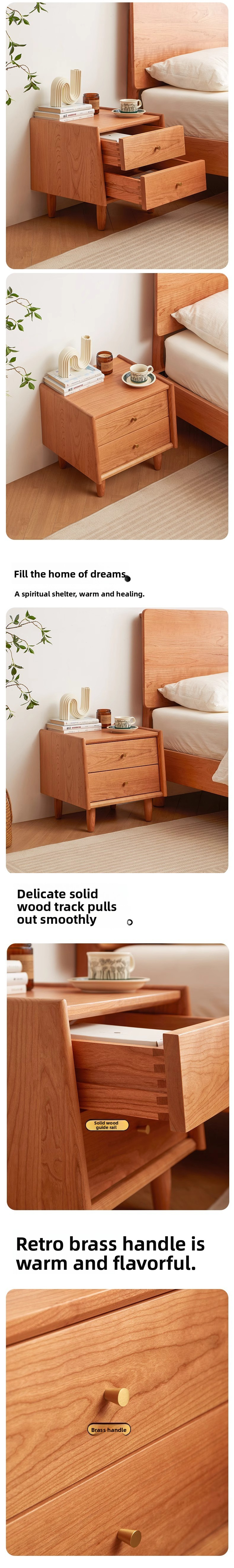 Bedside Cabinet,Oak Nightstand with Drawers,Wide Nightstand with Drawers Wholesale Bedside Cabinet Cherry Wood Modern Nordic Design Low Price Original Factory Bedroom Drawer