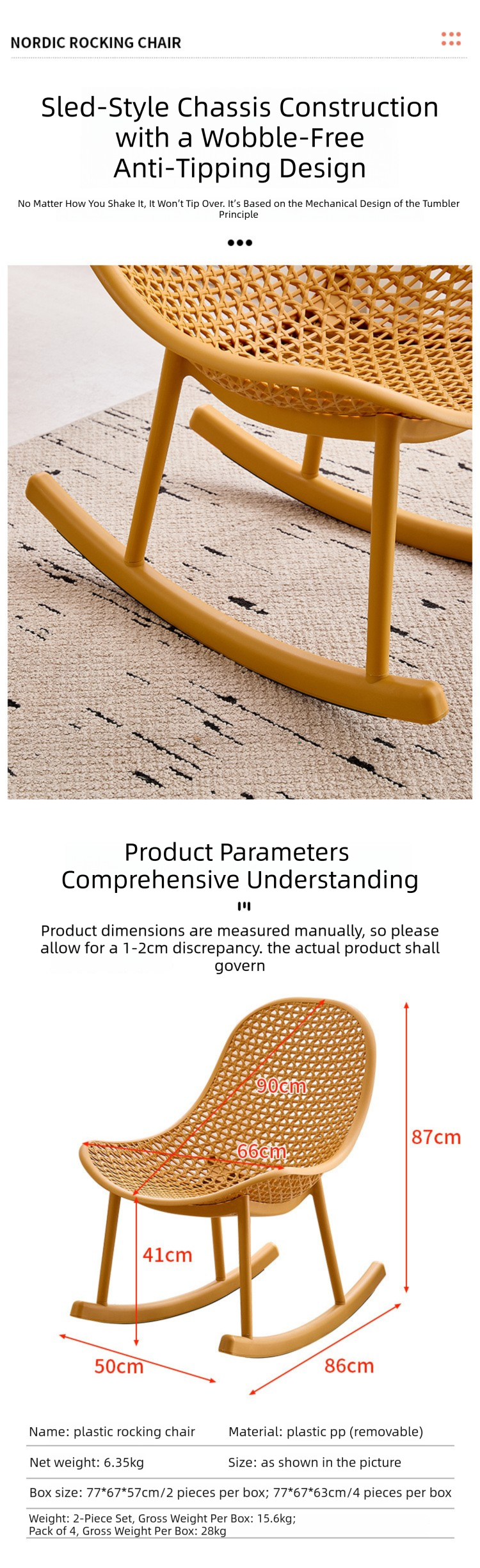 Plastic Rocking Chair,Plastic Resting Chair,Plastic Outdoor Rocking Chair EaseNeat Nordic Colorful Plastic Rocking Chair for Living Room Leisure and Outdoor Seating