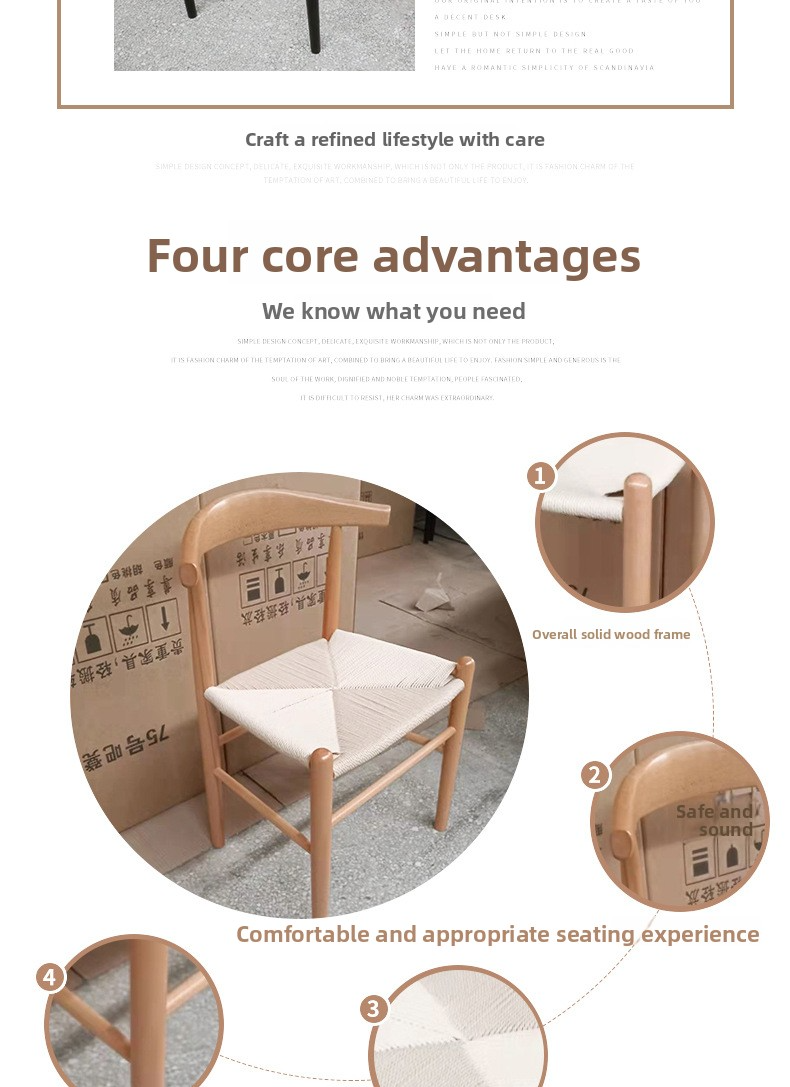 Solid Wooden Dining Chairs,Solid Dining Chairs,Solid Wood Kitchen Chairs Supplier Modern Commercial Exquisite and Comfortable Woven Rope Seat Restaurant Hotel Wooden Chairs Casual Simple