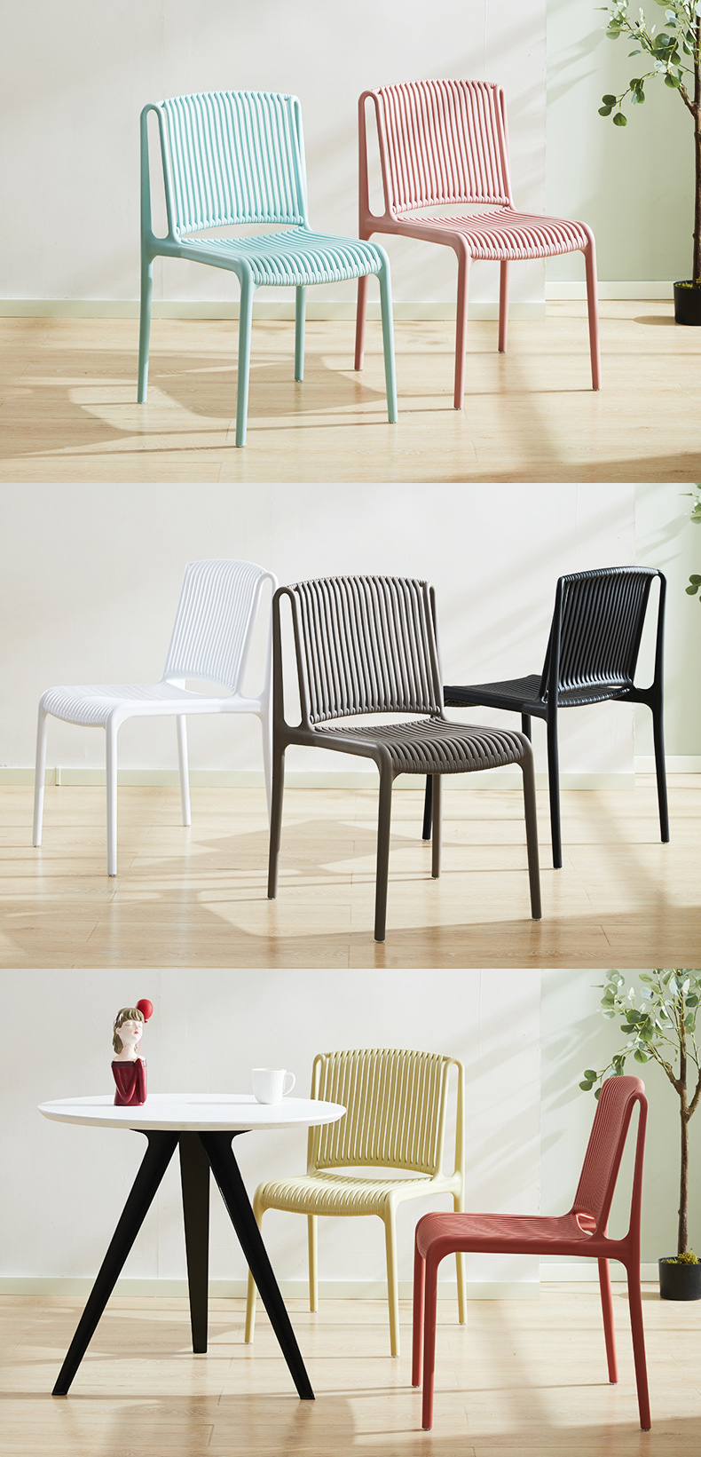Plastic Dining Chairs,Plastic Outdoor Dining Chairs,Restaurant Chair Plastic Modern Casual Plastic Dining Chairs Color Nordic Cheap Stackable Armless with Backrest Kitchen Restaurant School Cafe Use