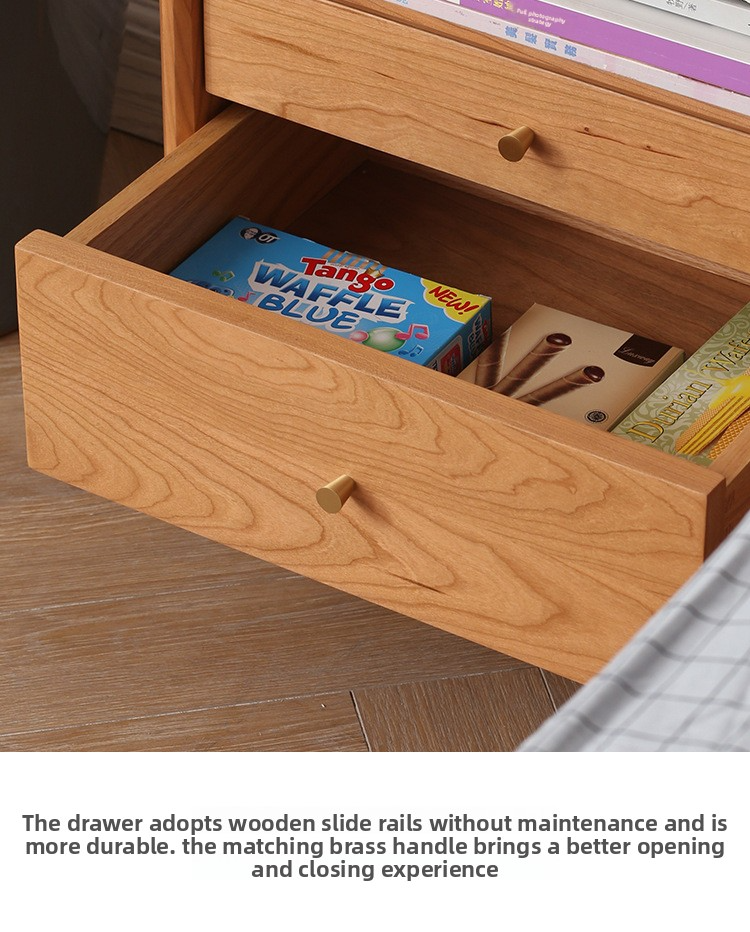 Nightstand,Bedside Table,Locker Nightstand Supplier Modern Japanese Solid Wood Nightstand Cherry Wood Bedroom Apartment Storage Locker