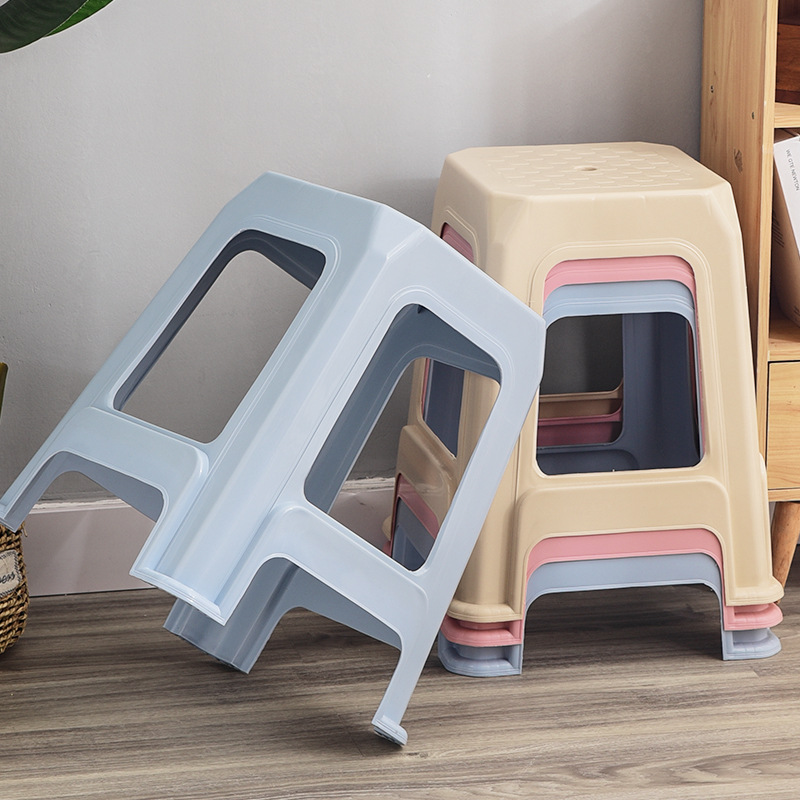 plastic sitting stool,plastic chair and stool,chair stool plastic,Factory Direct Sale Cheap Durable Plastic Stool Thicken Stacked Portable Living Room Outdoor Courtyard Bedroom Family Furniture