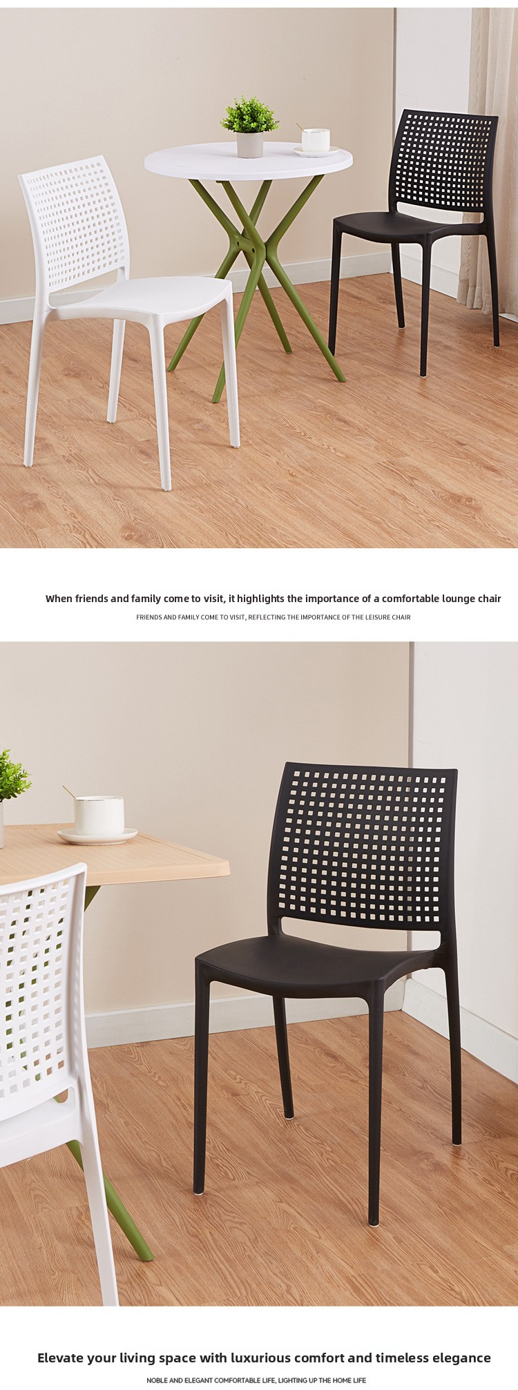 Plastic Dining Chairs,White Plastic Dining Chairs,Plastic Outdoor Dining Chairs EaseNeat High Quality Stackable with Open Back for Home Hotel Restaurant Plastic Dining Chairs