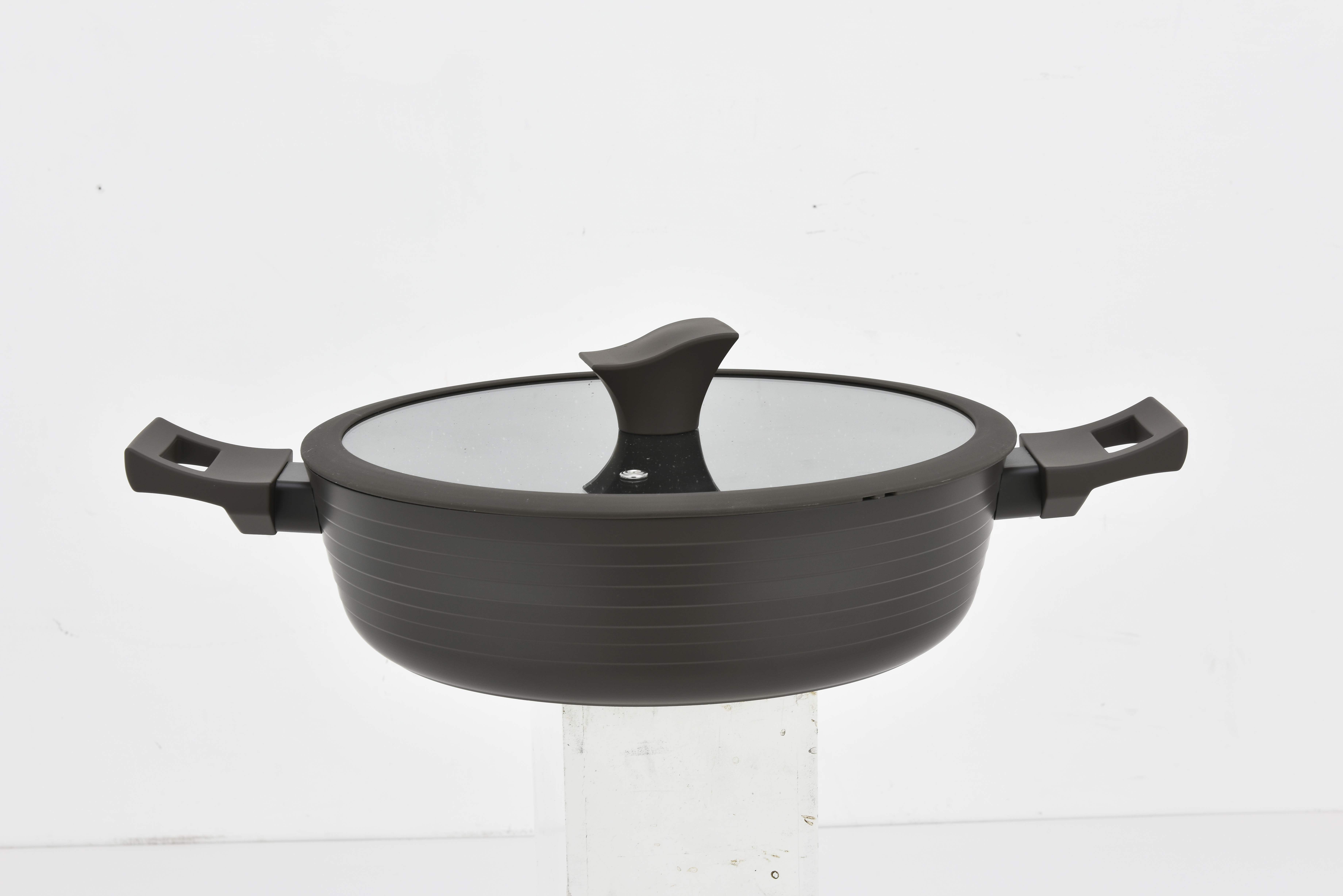 ノンスティックフォージアルミソテーパン（ガラス蓋付き）、3.5/6