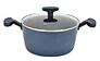 3.3mm Nonstick Cast Alu Stock Pot with Lid 3/5/8 Quart Black Inside and Blue Outside