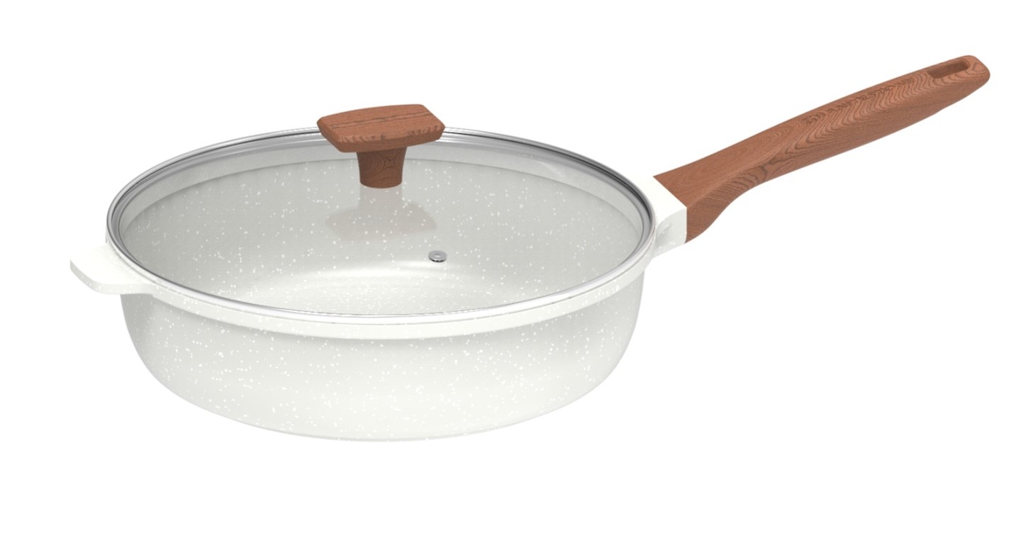 Granitestone speckle deep fry pan with glass