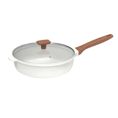 Granitestone speckle deep fry pan with glass