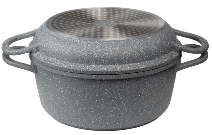 24 x 10.6cm die cast aluminum round pot with 4.5cm H cast alu grill lid,