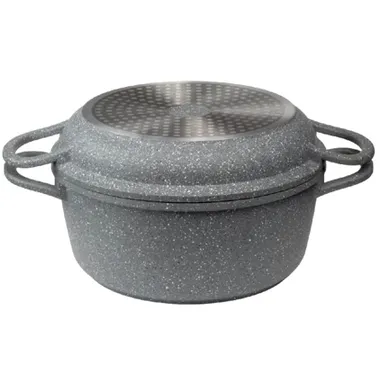 24 x 10.6cm die cast aluminum round pot with 4.5cm H cast alu grill lid,