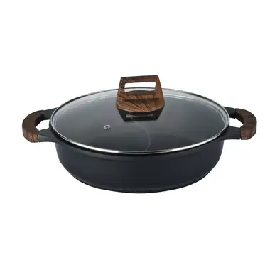 No. 46 die cast aluminum hot pot 2 in 1 with glass lid