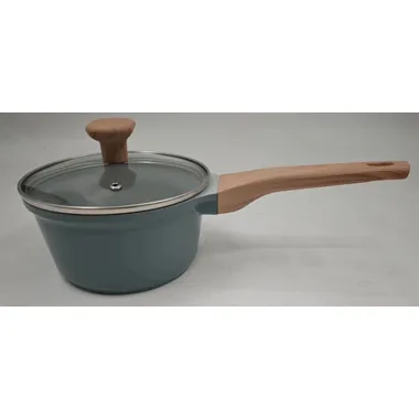 Cast alu fry pan with wooden soft touch bakelite handle