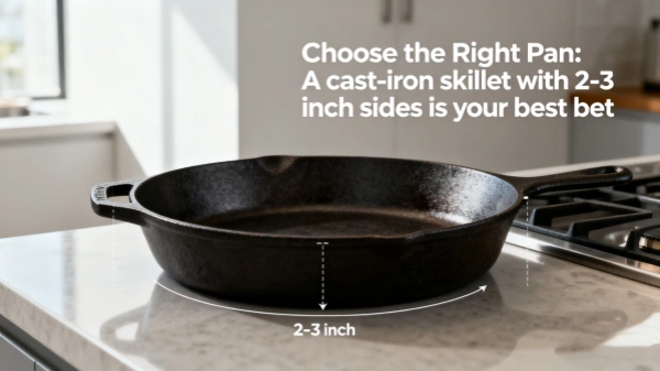 A cast-iron skillet with 2-3 inch sides A cast-iron skillet with 2-3 inch sides