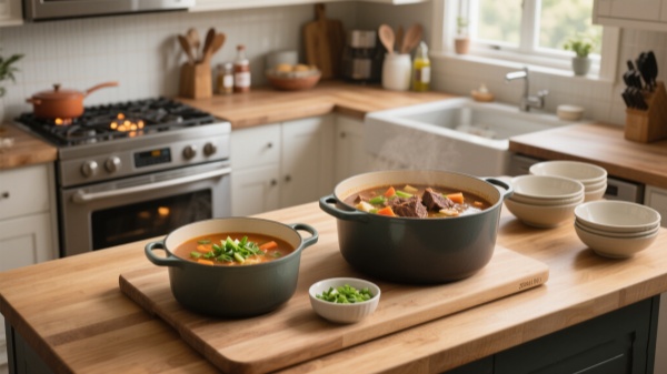 A 2 quart pot and an 8 quart pot