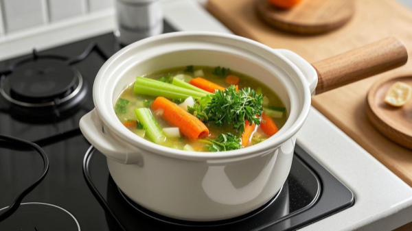 nonstick soup pot with a ceramic coating