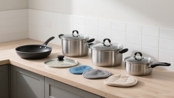 Typical cookware items in a set