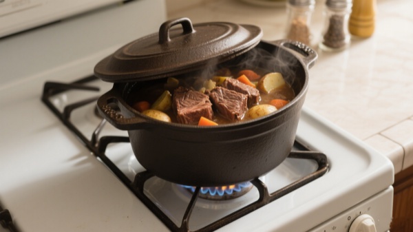 cast iron Stock Pot simmered meats