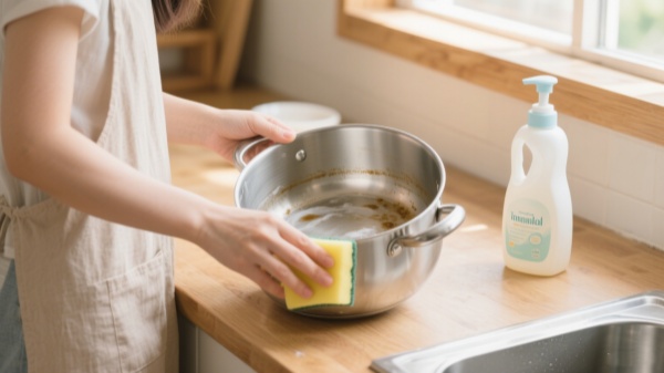 Use gentle detergents to clean stainless steel cookware