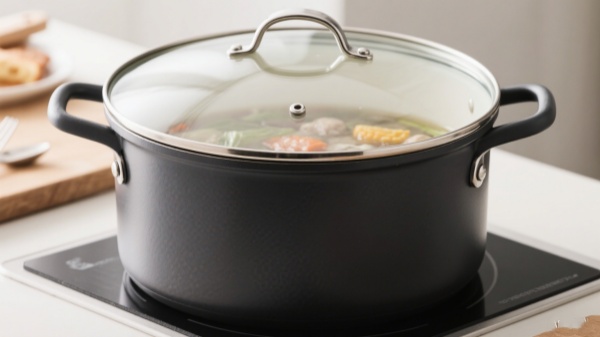 Una olla de 6 cuartos con tapa abombada