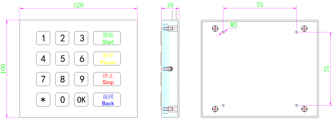 desktop external numeric keypad structural diagram