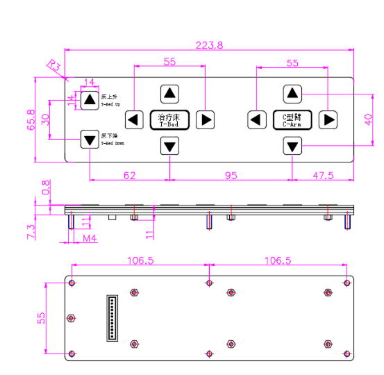 3 * 4 matrix keypad dimension