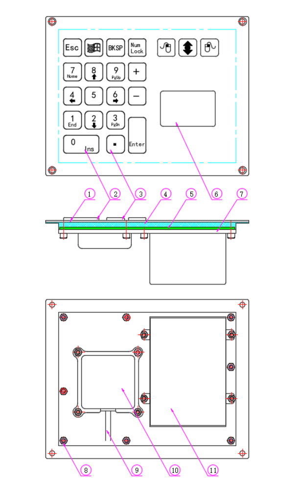 Wired Keyboard With Trackpad structure