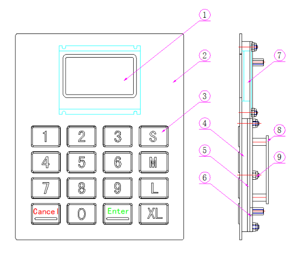 metal keyboard with lcd display diagram