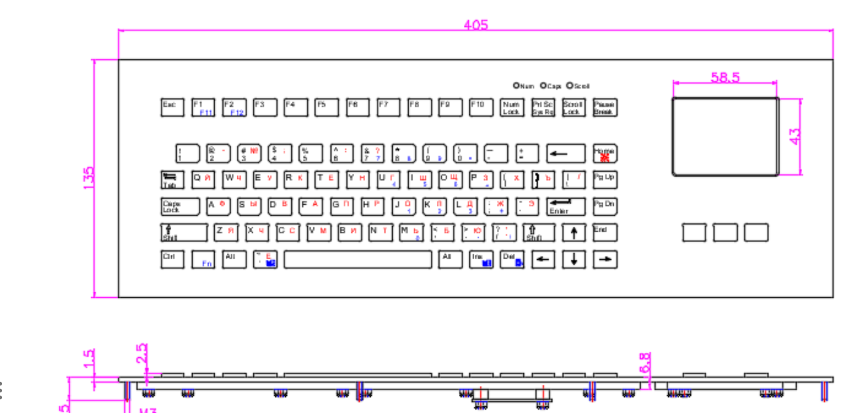 backlit silicone keyboard dimension