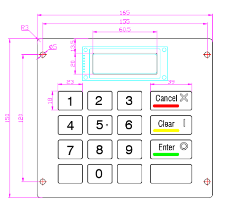 Lcd display keypad dimension diagram