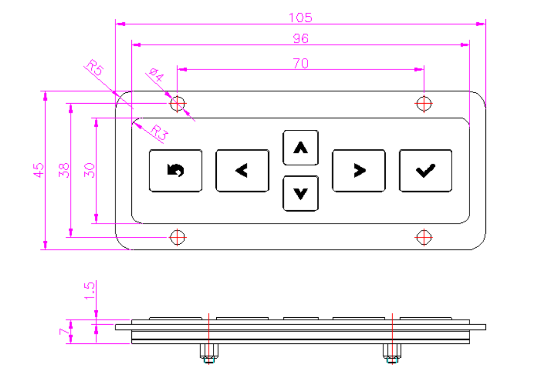 usb number pad dimension