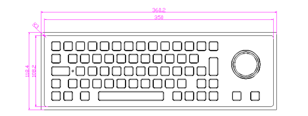 62 keys desktop metal keyboard with mouse dimension