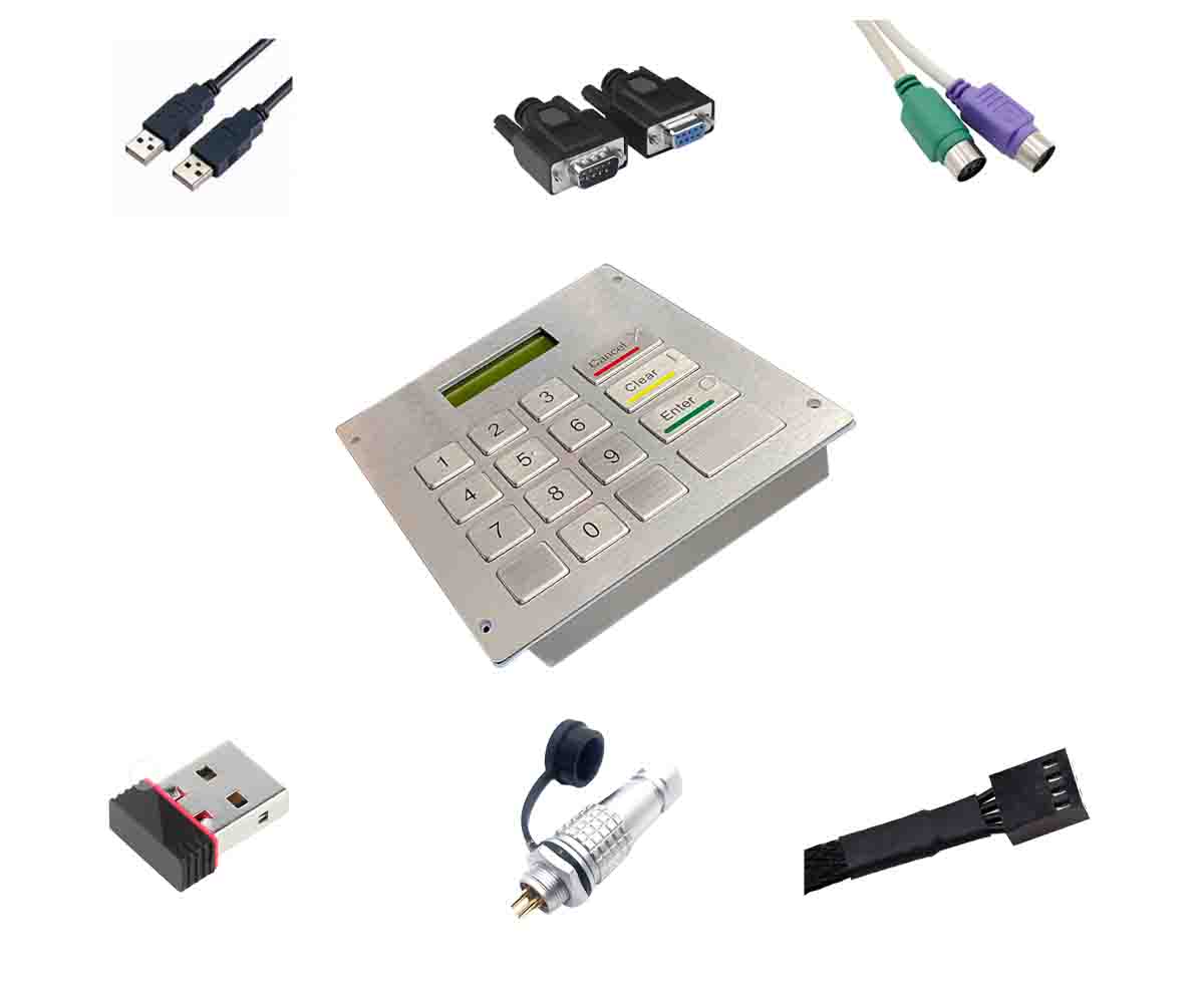 KEYU 16 keys metal custom keypad with lcd screen interface
