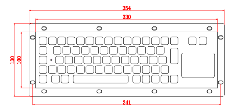 Industrial black metal keycaps keyboard Dimension