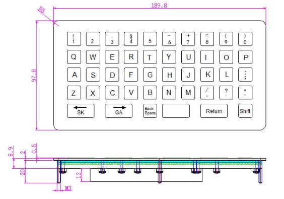 industrial panel mount keypad