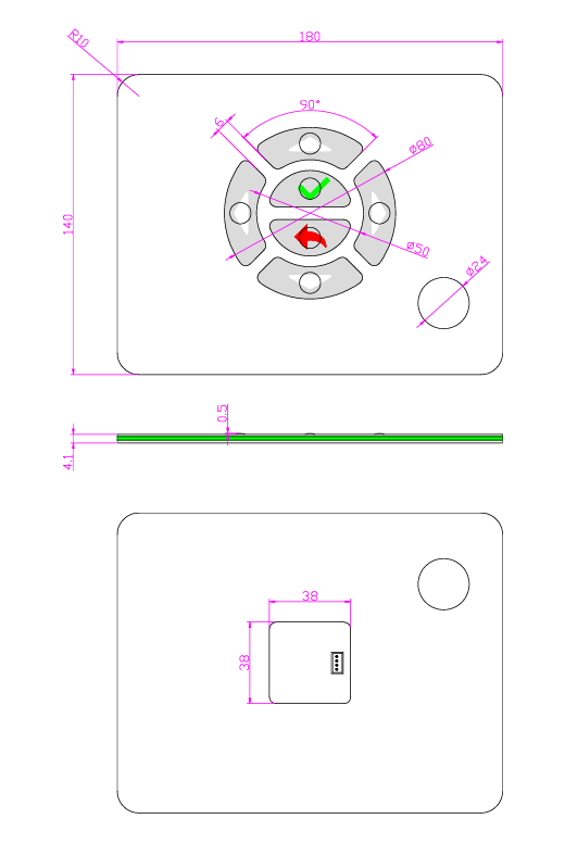 mini custom membrane keyboard dimension