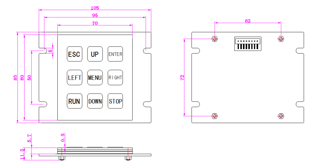 Industrial 3x4 matrix keypad numpad dimension